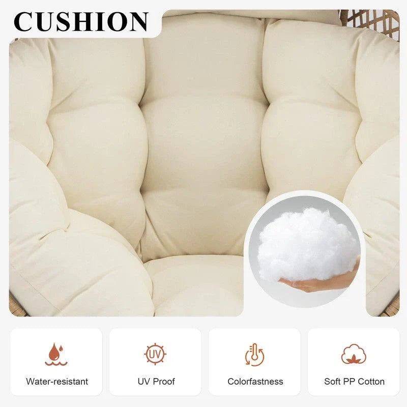 Sedia a Uovo da Interno FINCATI, Sedia a Uovo da Esterno da 440 libbre, Sedia a Uovo Oversize con Ottomana, Sedia a Uovo di Lusso Accogliente con Poggiapiedi