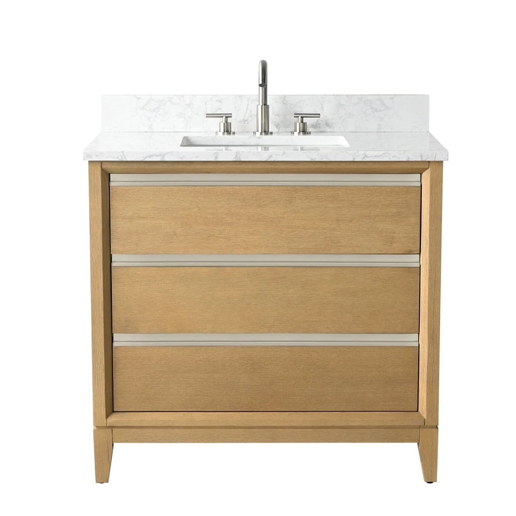 Badunterschrank von Vanity Art mit Keramikwaschbecken und Kunstmarmorplatte