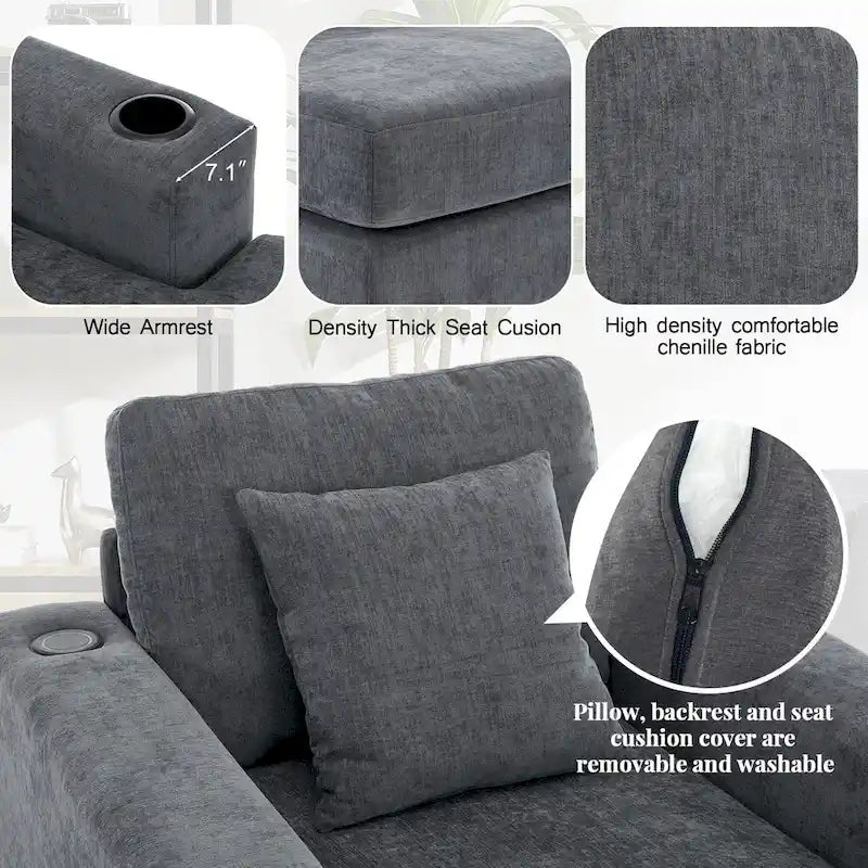 Extra grote chaise longue met kussens, verkrijgbaar in drie maten