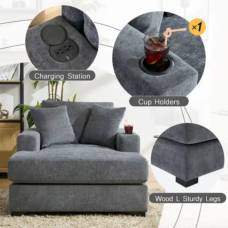 Extra grote chaise longue met kussens, verkrijgbaar in drie maten