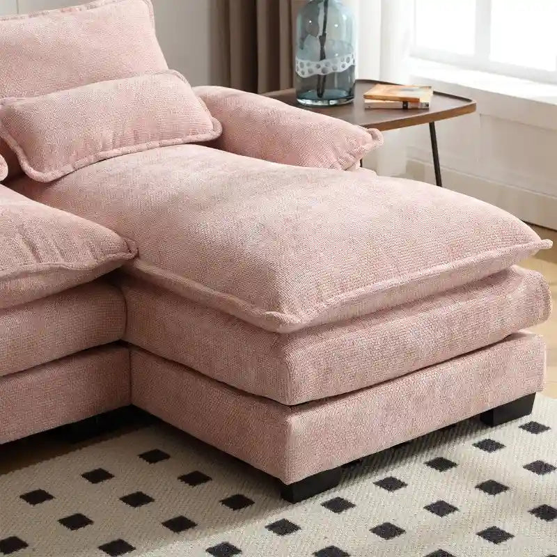 Modulares Ecksofa im Cloud-Stil fürs Wohnzimmer, modernes U-förmiges Sofa aus Chenille/Bouclé, bequemes Schlafsofa mit zwei Chaiselongues