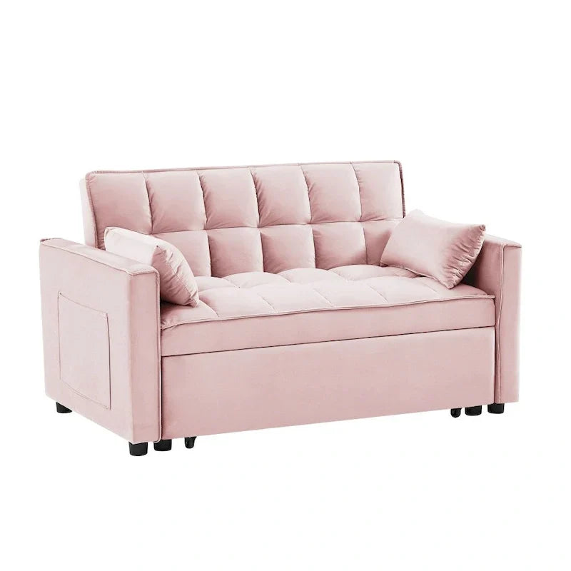 Divano letto 3 in 1 in velluto convertibile con letto estraibile e schienale reclinabile