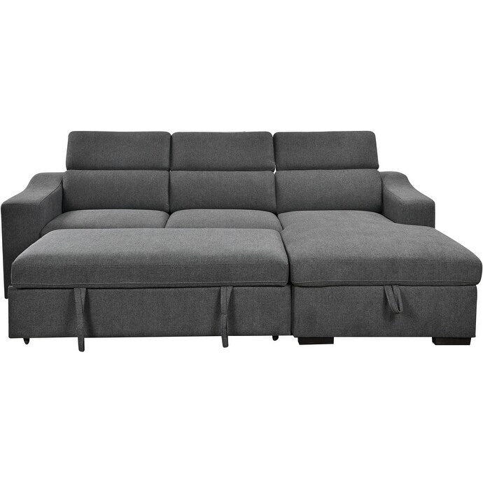 Roomfitters 103 umbaubares Ecksofa mit Stauraum in der Ottomane, verstellbaren Kopfstützen, L-förmiges Schlafsofa, dunkelgrau