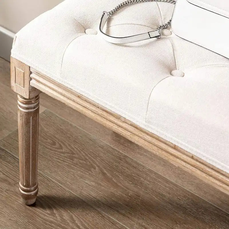 Panca/Poggiapiedi Rettangolare Trapuntata Extra Lunga 48 - Beige