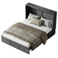 Murphy Bed with Foldable Mattress, Modern Cube Cabinet Bed with Storage Drawer & USB Charging Station