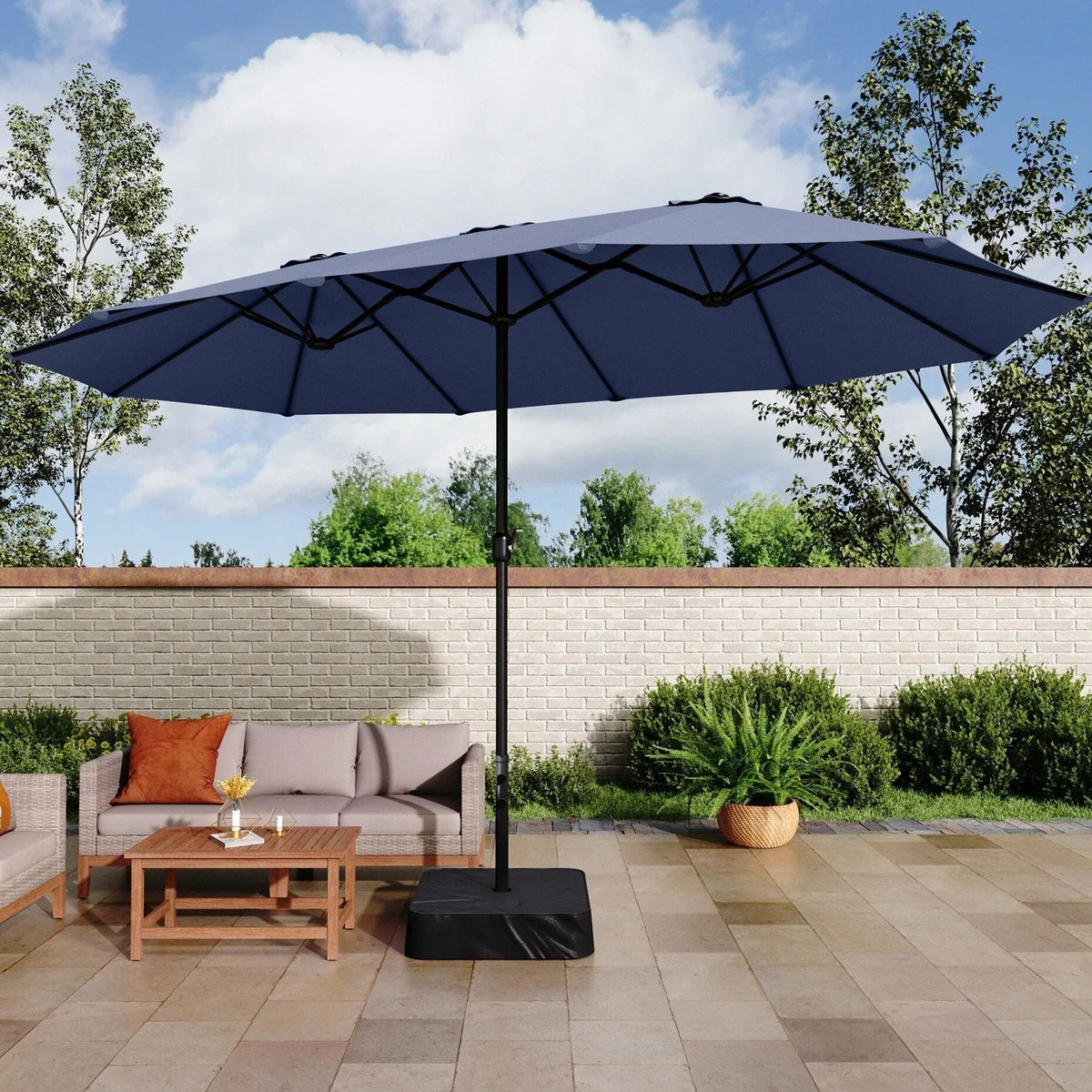 Ombrellone doppio extra large da patio MAISON ARTS da 15ft, con base inclusa