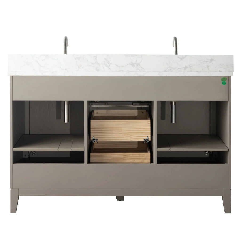 Badunterschrank von Vanity Art mit Keramikwaschbecken und Kunstmarmorplatte