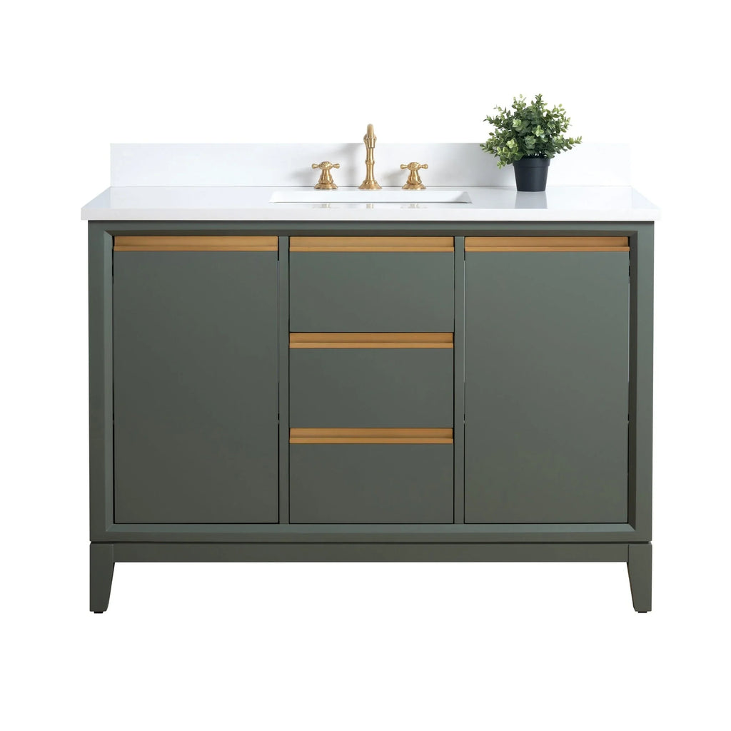 Badunterschrank von Vanity Art mit Keramikwaschbecken und Kunstmarmorplatte