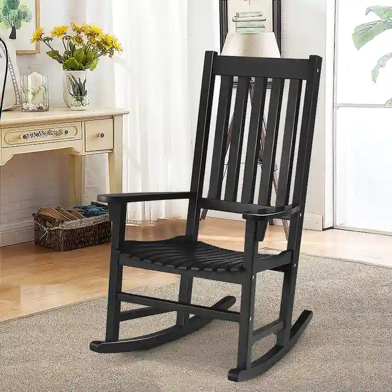 Schommelstoel met stevig houten frame, veranda-schommelstoel voor binnen en buiten