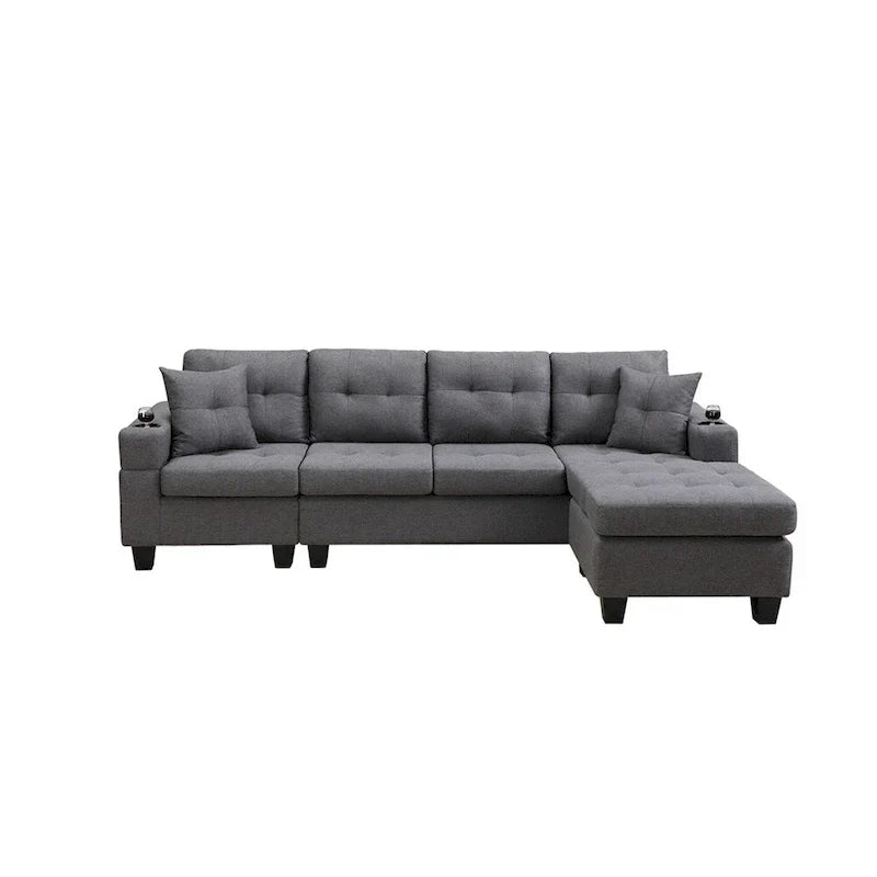 Modularna sofa za dnevnu sobu s ležaljkom u obliku slova L i držačem za čaše
