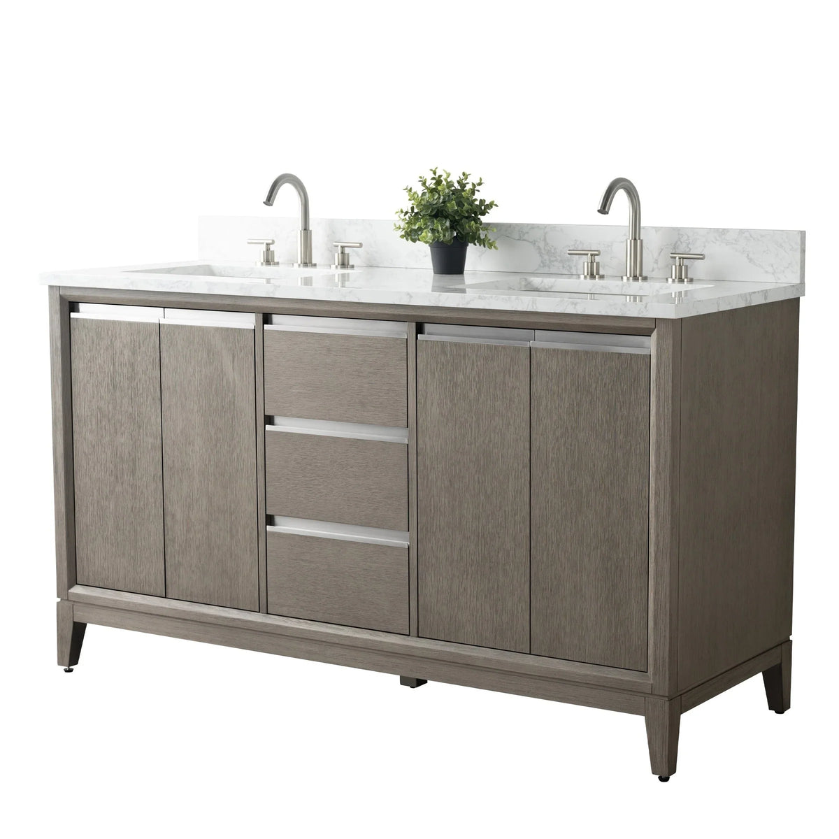 Badunterschrank von Vanity Art mit Keramikwaschbecken und Kunstmarmorplatte