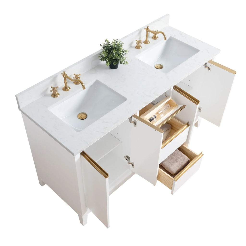 Badunterschrank von Vanity Art mit Keramikwaschbecken und Kunstmarmorplatte