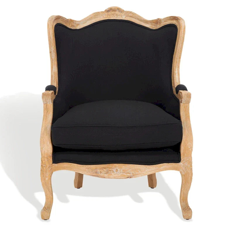 Poltrona con orecchioni Kali Oak in lino naturale - 34Lx34Px40H