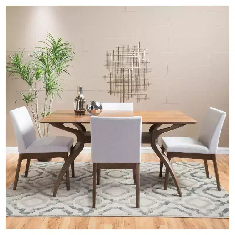 Set da pranzo 5 pezzi Kwame 60 con gambe curve - Christopher Knight Home