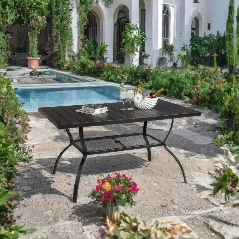 Patio 59 in. Wrought Iron Dining Table