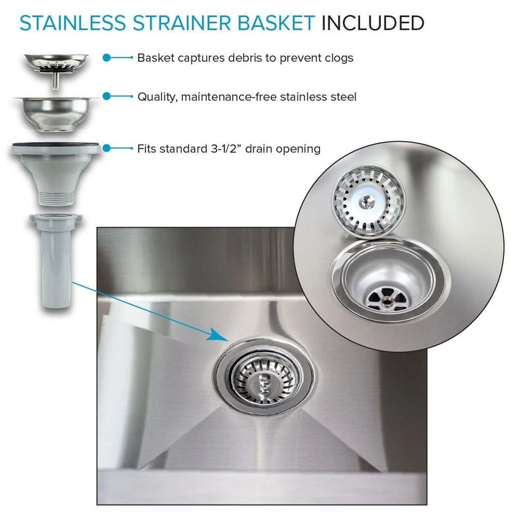 Lavatoio e mobile in acciaio inox 24" L x 22" P x 35" H