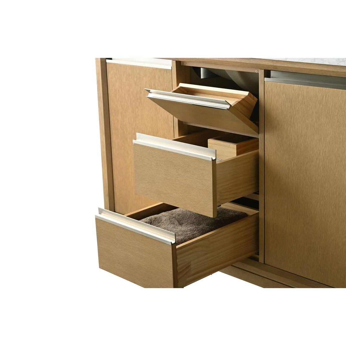 Badunterschrank von Vanity Art mit Keramikwaschbecken und Kunstmarmorplatte