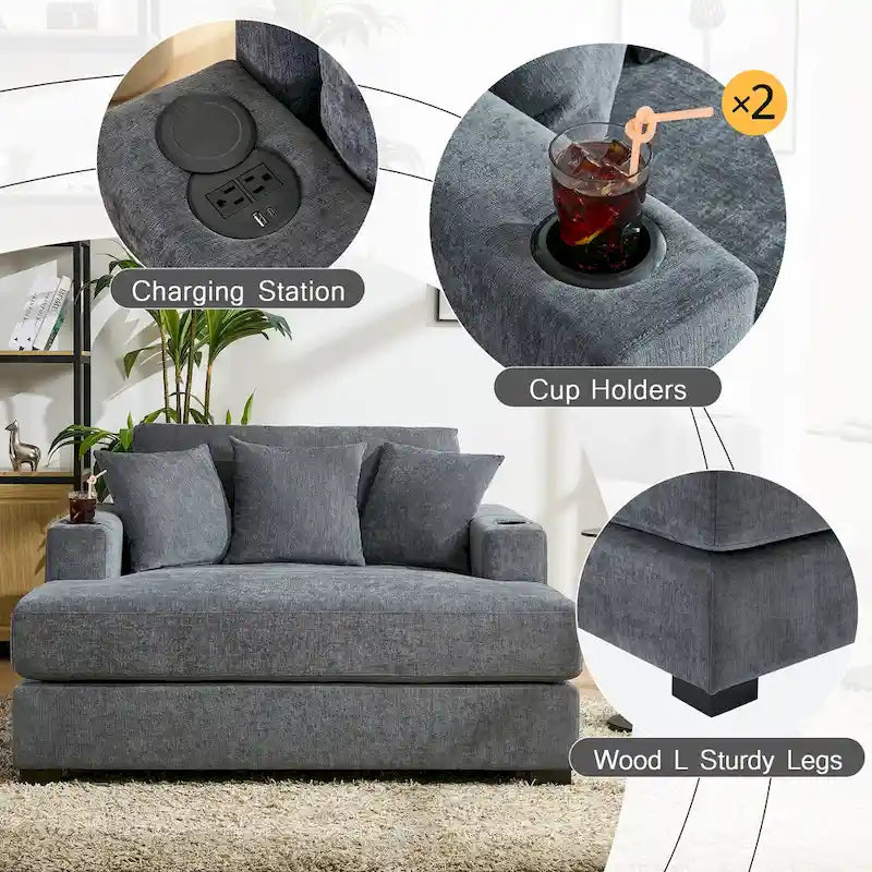 Extra grote chaise longue met kussens, verkrijgbaar in drie maten