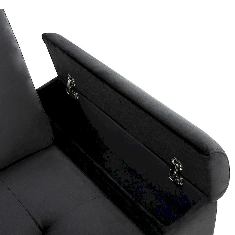 Divano sezionale a L a 5 posti con funzione letto, con pouf contenitore, vano contenitore nel bracciolo e ricarica USB per soggiorno, 84,75 pollici