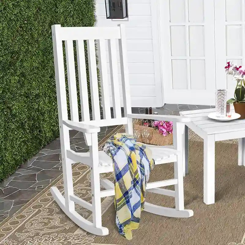 Schommelstoel met stevig houten frame, veranda-schommelstoel voor binnen en buiten