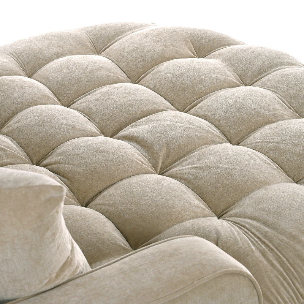 Divano Letto Chaise Longue in ciniglia, Divano Imbottito con Schienale Trapuntato e 2 Cuscini Rimovibili per Soggiorno