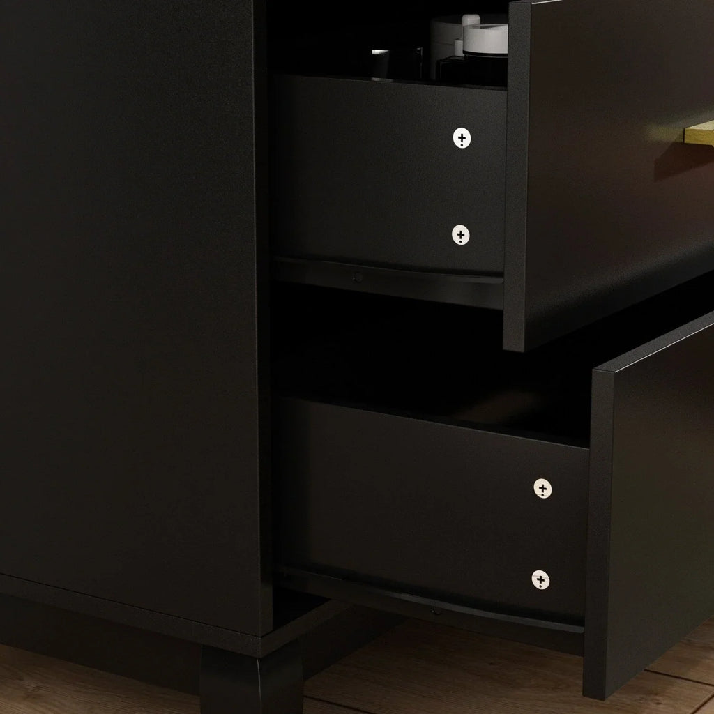 Timechee 6 Drawer 47.2W Double Dresser Solid Wood Legs Lacquer Chest