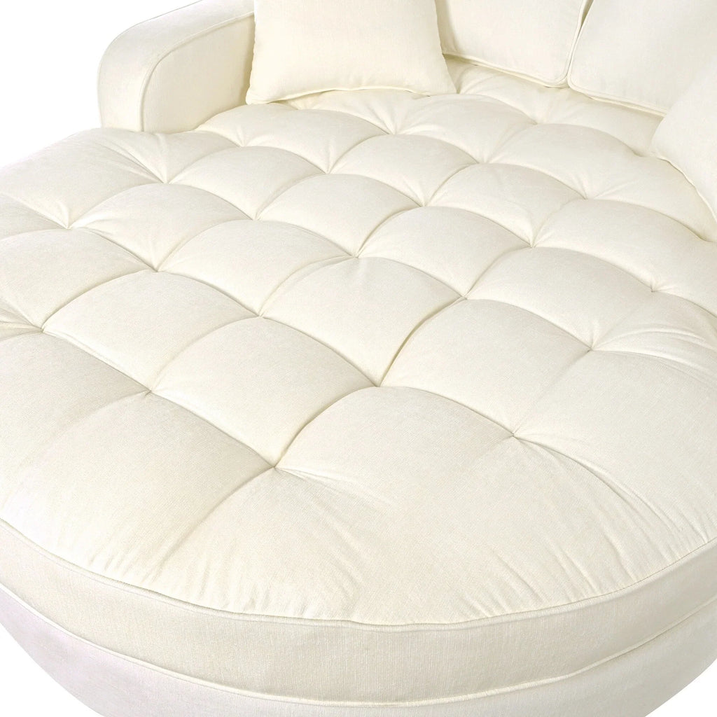 Divano Letto Chaise Longue in ciniglia, Divano Imbottito con Schienale Trapuntato e 2 Cuscini Rimovibili per Soggiorno