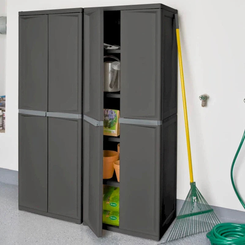 Sterilite 2 Pack Adjustable 4-Shelf Garage Storage Cabinet Bin Organizer, Gray - 2 Pack