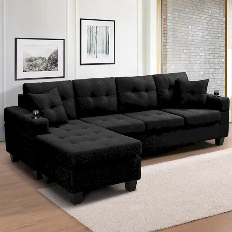 Modularna sofa za dnevnu sobu s ležaljkom u obliku slova L i držačem za čaše