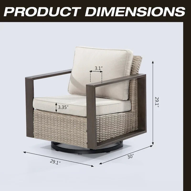 Cozywor Set 2 Sedie a Dondolo da Esterno in Rattan per Patio con Telaio in Metallo e Cuscini
