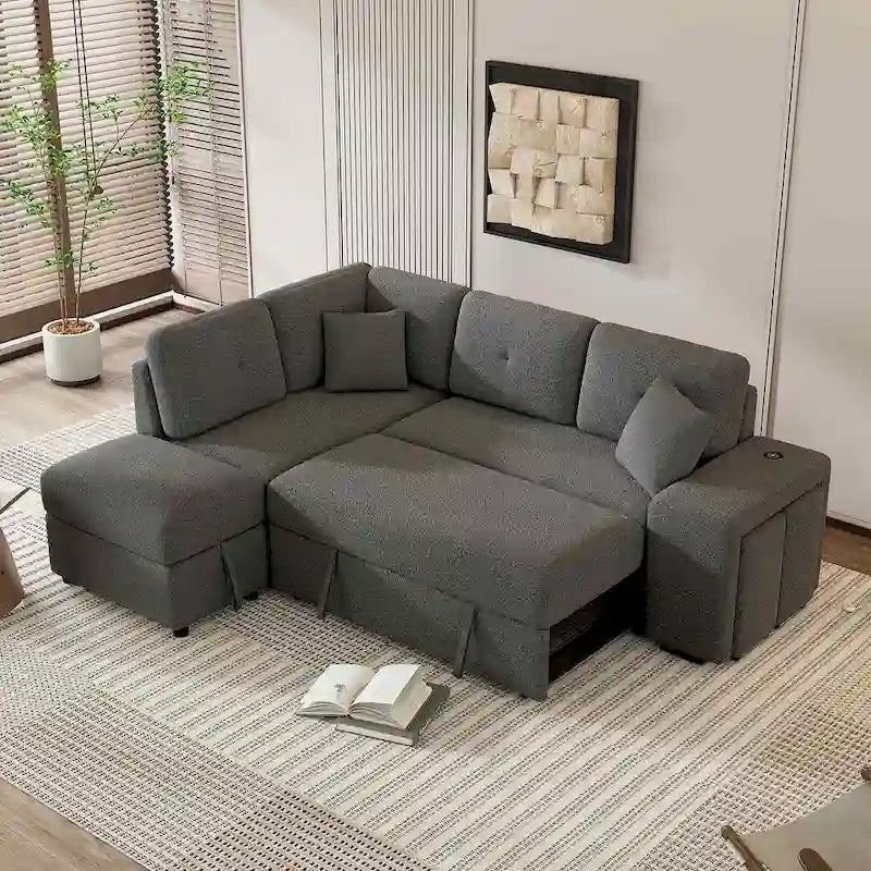 Modularna sofa na razvlačenje s tabureom za odlaganje, višenamjenski ležaj za dnevnu sobu