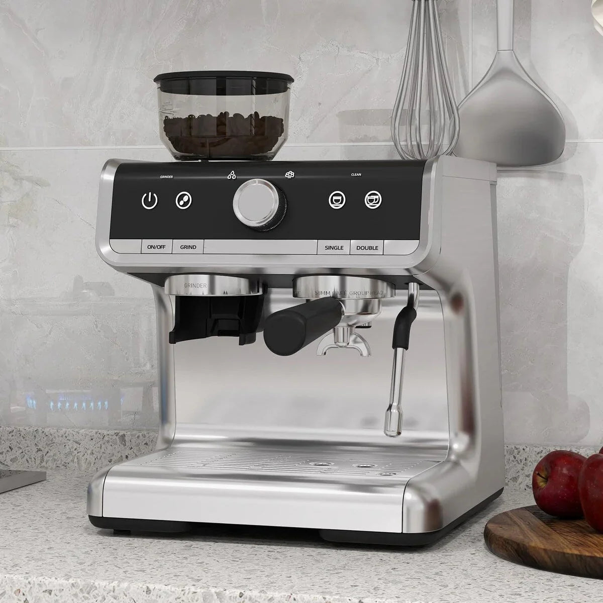 Macchina da caffè espresso, con macinacaffè, serbatoio dell'acqua da 2,8 L