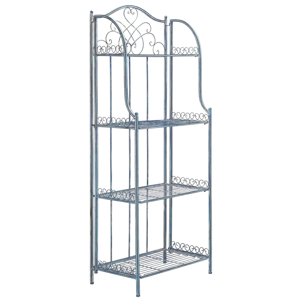 Scaffale portateglie da esterno SAFAVIEH Bryn in ferro battuto in stile vittoriano a 4 ripiani - 25 In. W x 15 In. D x 63 In. H - 25W x 15D x 63H
