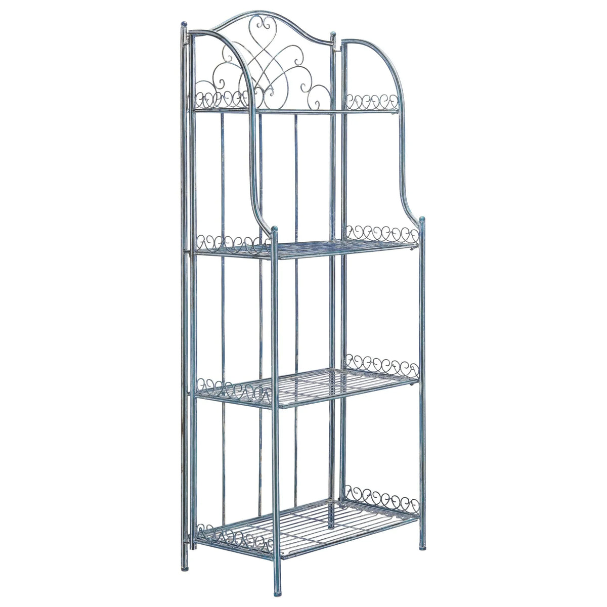 Scaffale portateglie da esterno SAFAVIEH Bryn in ferro battuto in stile vittoriano a 4 ripiani - 25 In. W x 15 In. D x 63 In. H - 25W x 15D x 63H