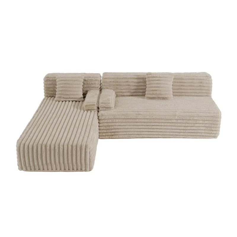 Divano componibile Cloud, divano moderno imbottito con 2 cuscini decorativi, divano combinabile liberamente, divano componibile a L