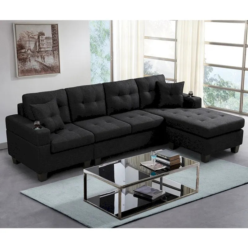 Modularna sofa za dnevnu sobu s ležaljkom u obliku slova L i držačem za čaše
