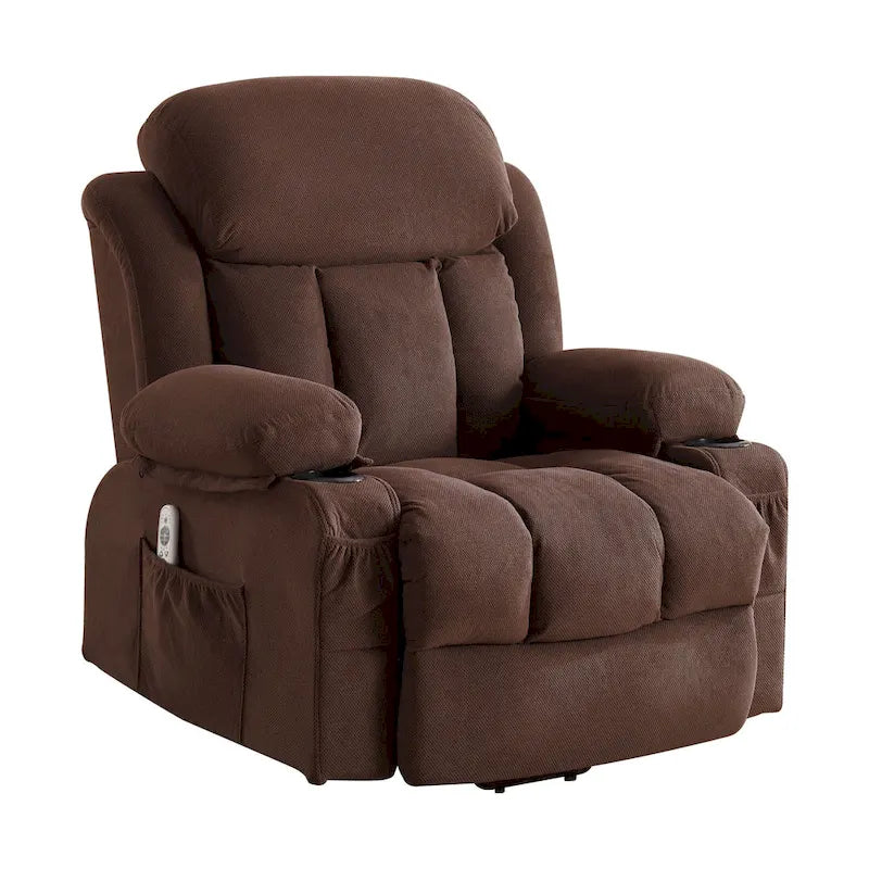 Poltrona reclinabile elettrica Grey Power con massaggio riscaldante, ricarica USB, telecomando e comode tasche laterali per anziani