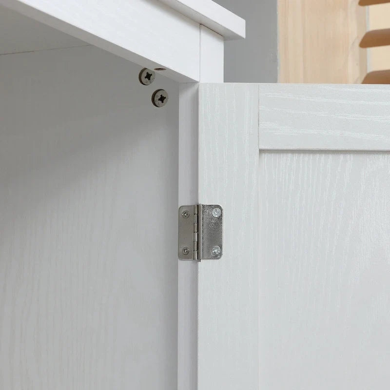 HOMCOM Mobile Dispensa da Cucina Autoportante a 4 Ante, Armadietto Contenitore con 4 Ripiani Regolabili, Bianco