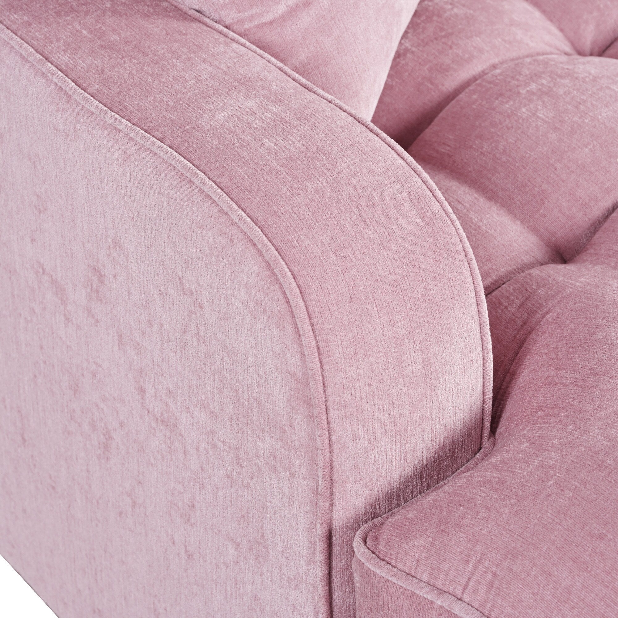 Divano Letto Chaise Longue in ciniglia, Divano Imbottito con Schienale Trapuntato e 2 Cuscini Rimovibili per Soggiorno