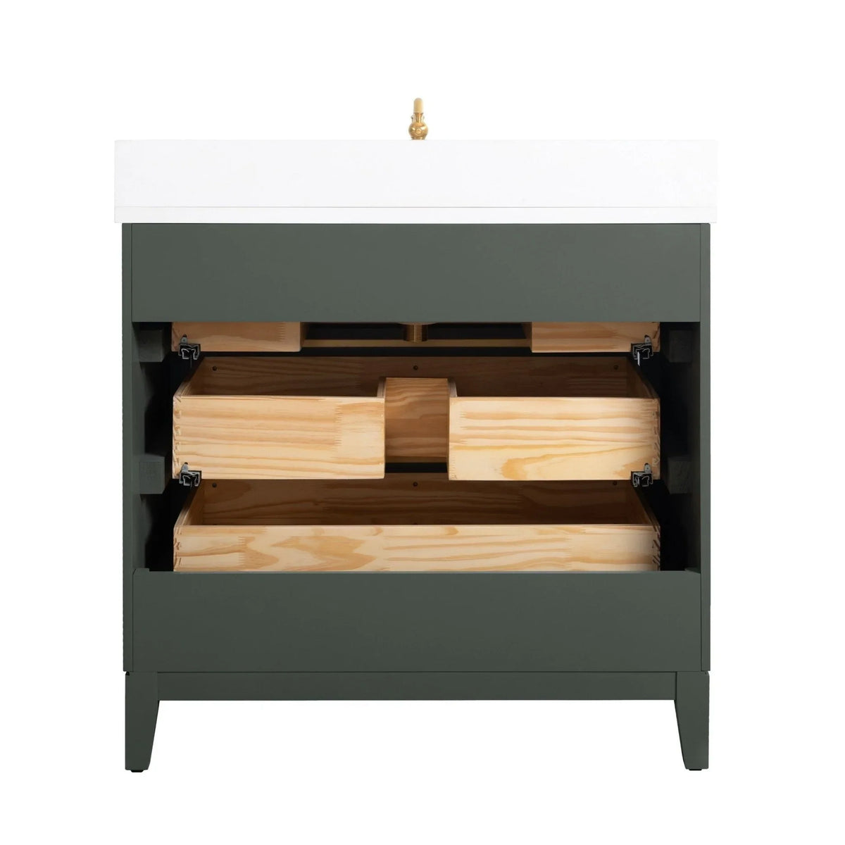 Badunterschrank von Vanity Art mit Keramikwaschbecken und Kunstmarmorplatte