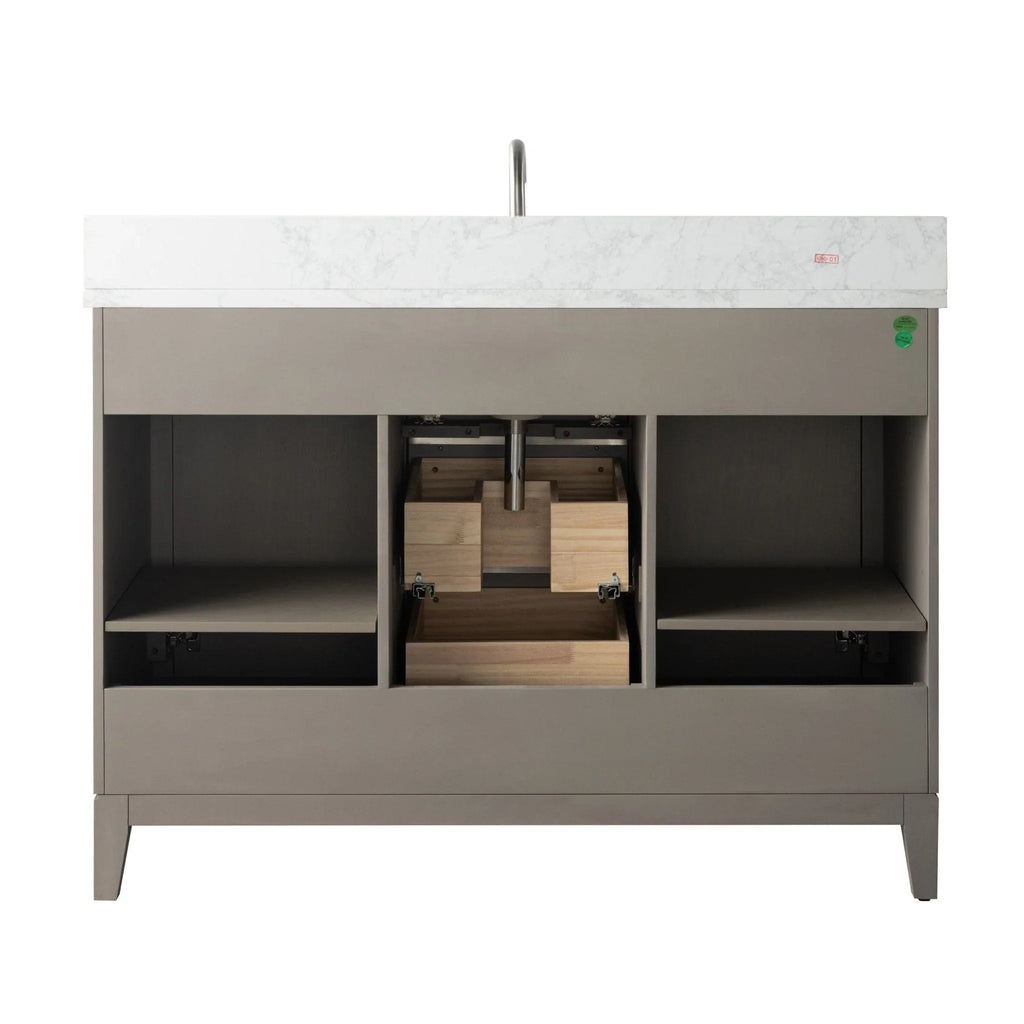 Badunterschrank von Vanity Art mit Keramikwaschbecken und Kunstmarmorplatte