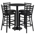 Set tavolo rotondo laminato Flash Furniture da 30'' con base rotonda e 4 sgabelli da bar in metallo con schienale a scala