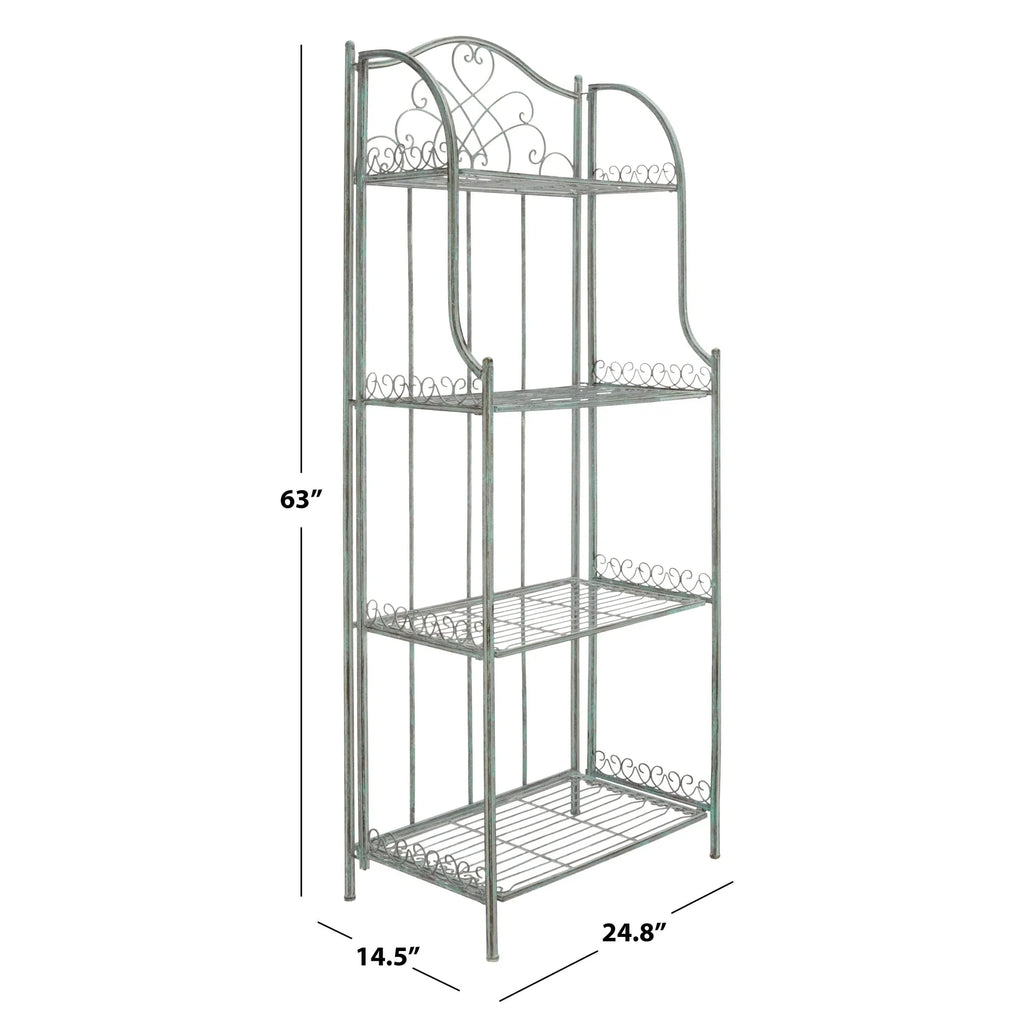 Scaffale portateglie da esterno SAFAVIEH Bryn in ferro battuto in stile vittoriano a 4 ripiani - 25 In. W x 15 In. D x 63 In. H - 25W x 15D x 63H