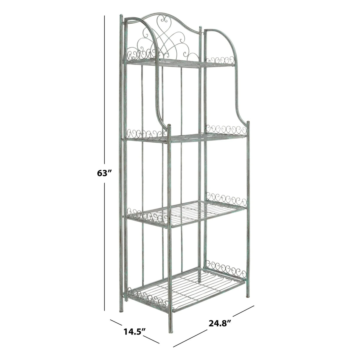 Scaffale portateglie da esterno SAFAVIEH Bryn in ferro battuto in stile vittoriano a 4 ripiani - 25 In. W x 15 In. D x 63 In. H - 25W x 15D x 63H