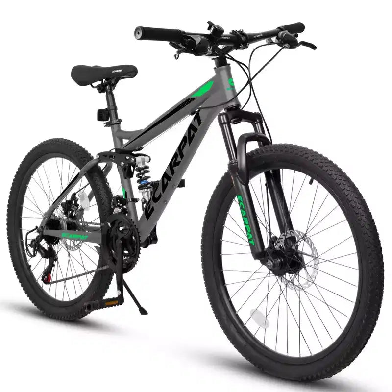 Okak 27.5IN Mountainbike mit vorderen und hinteren Doppelfederungen, Dirtbike mit 21 Gängen und mechanischen Scheibenbremsen, Erwachsenenfahrrad für Männer und Frauen