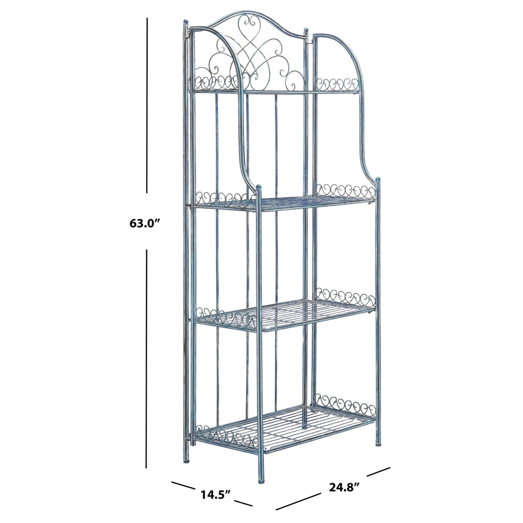 Scaffale portateglie da esterno SAFAVIEH Bryn in ferro battuto in stile vittoriano a 4 ripiani - 25 In. W x 15 In. D x 63 In. H - 25W x 15D x 63H