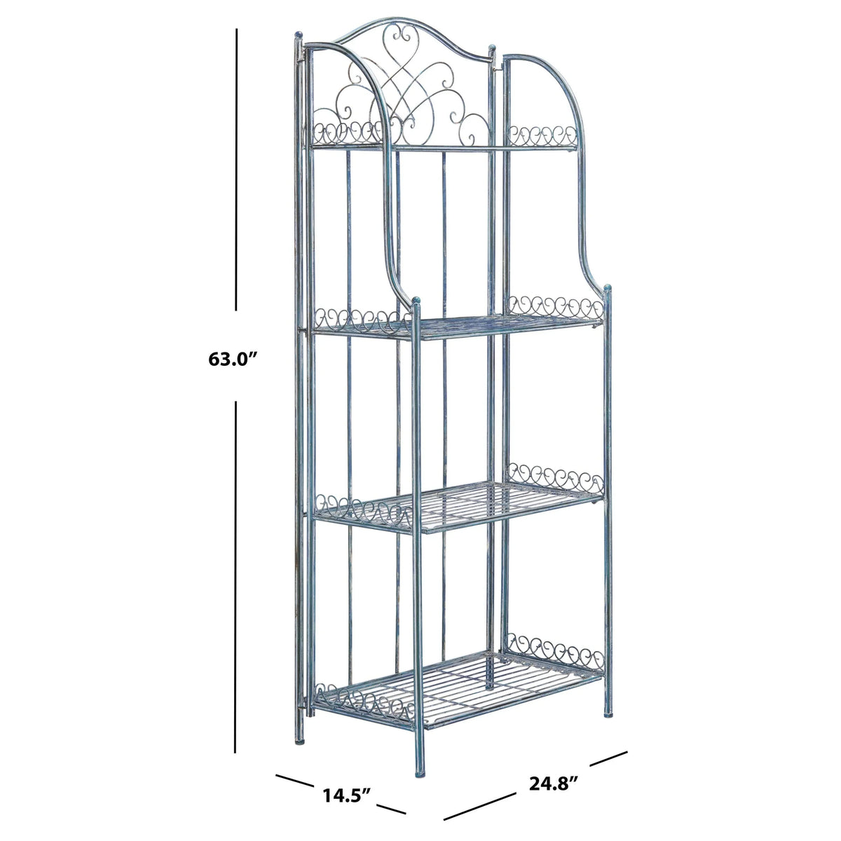Scaffale portateglie da esterno SAFAVIEH Bryn in ferro battuto in stile vittoriano a 4 ripiani - 25 In. W x 15 In. D x 63 In. H - 25W x 15D x 63H