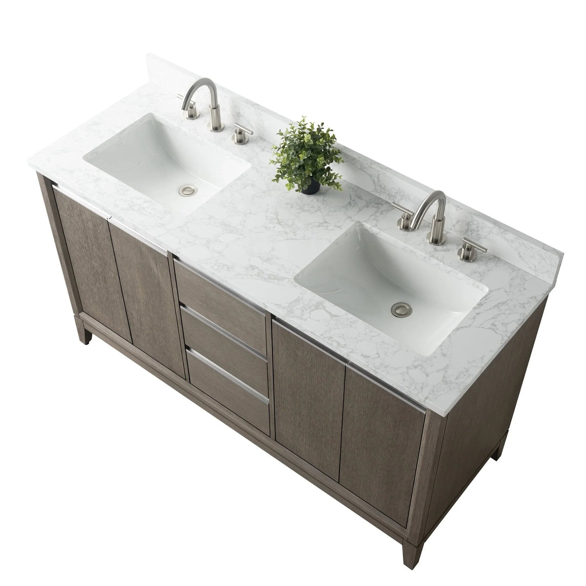 Badunterschrank von Vanity Art mit Keramikwaschbecken und Kunstmarmorplatte