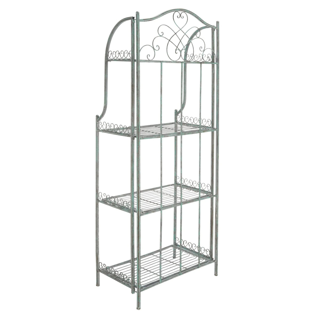 Scaffale portateglie da esterno SAFAVIEH Bryn in ferro battuto in stile vittoriano a 4 ripiani - 25 In. W x 15 In. D x 63 In. H - 25W x 15D x 63H