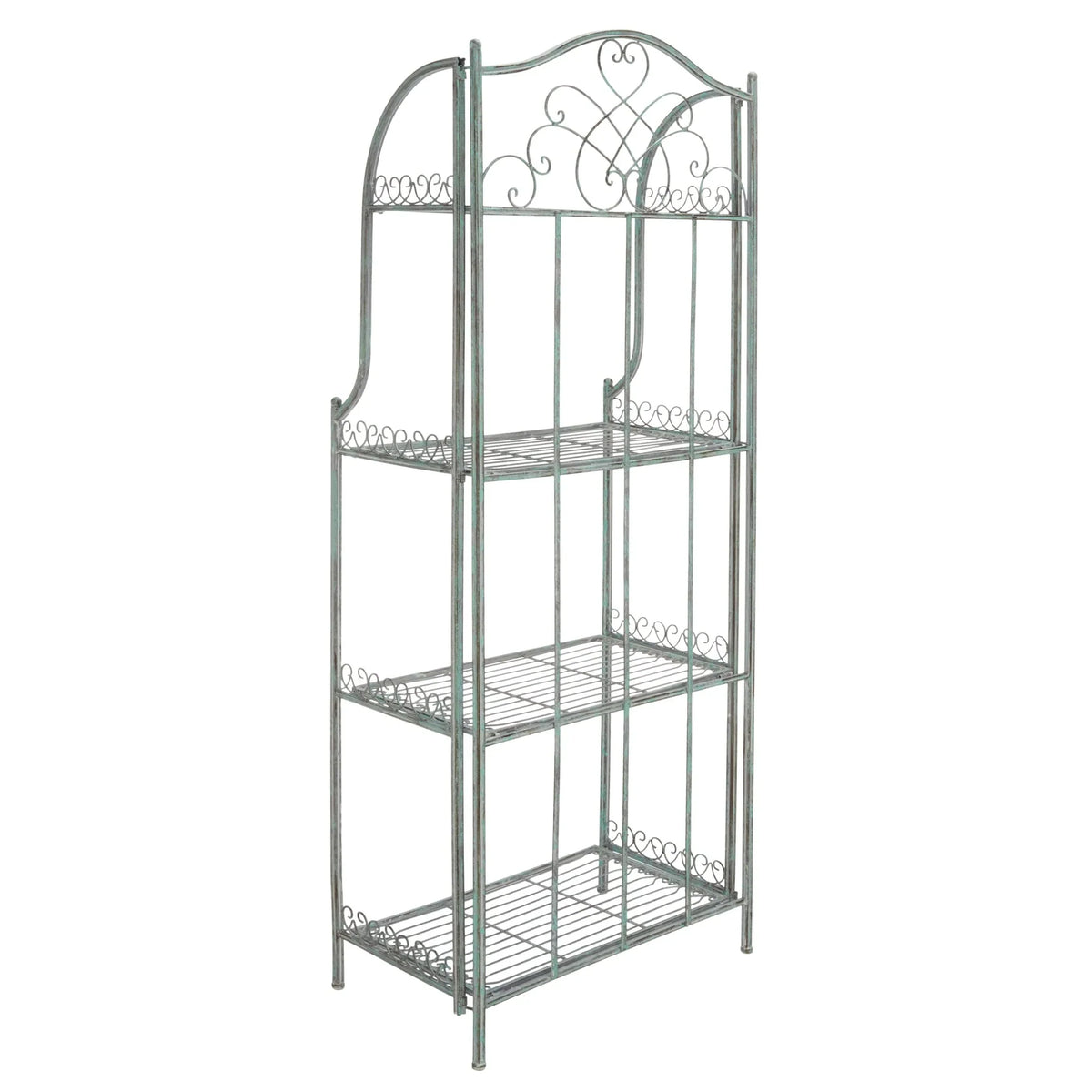 Scaffale portateglie da esterno SAFAVIEH Bryn in ferro battuto in stile vittoriano a 4 ripiani - 25 In. W x 15 In. D x 63 In. H - 25W x 15D x 63H